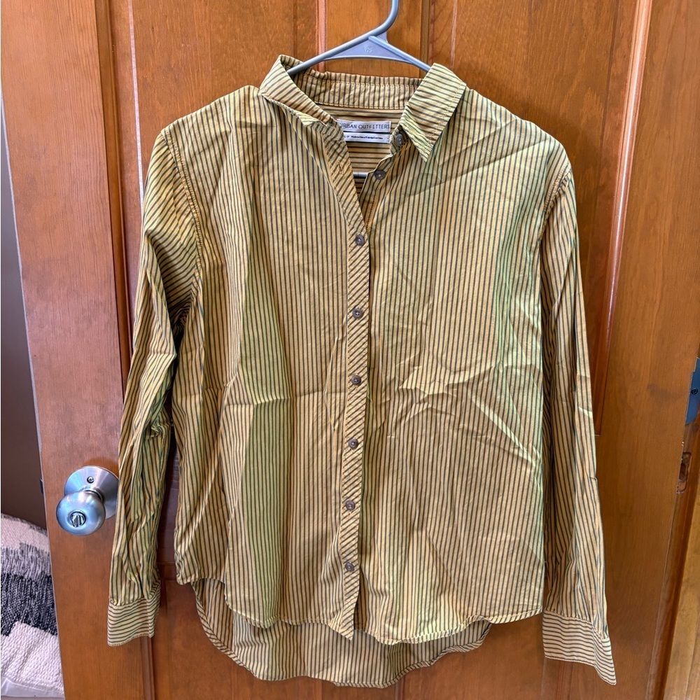 Urban Outfitters Men’s Mustard Yellow & Striped Button Down Long Sleeve Size S